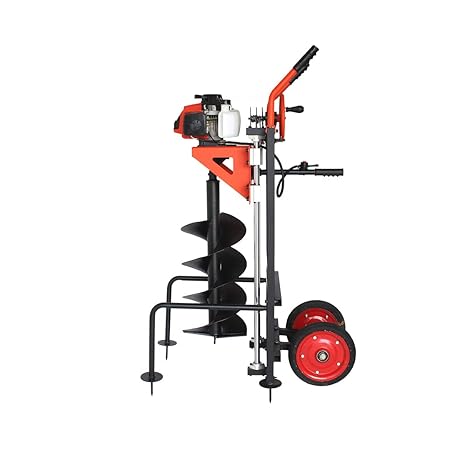 SOILCART Made in India - Trolley Type Earth Auger | Post Hole Digger | Planter Machine | Soil Digger | Hole Digger with 10 Inch Auger Bit | 63CC | 3hp | 2 Stroke
