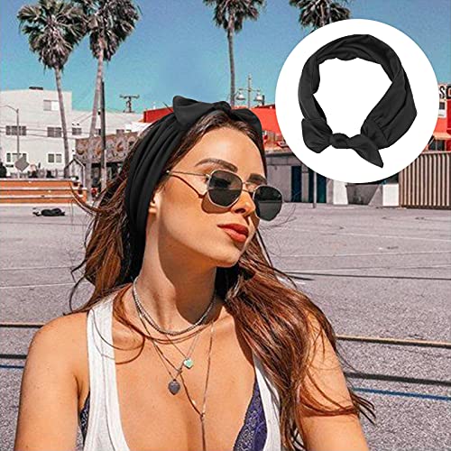 Image of DRESHOW 6 PCS Adjustable Headbands for Women Knotted Headbands Elastic Non-Slip Fashion Hair Bands for Workout Sports Running Yoga