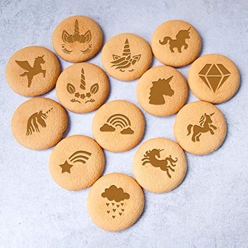 Konsait 20Pack Unicorn Cake Stencil Templates Decoration, Reusable Unicorn Cake Cookies Baking Painting Mold Tools, Dessert, Coffee Decorating Molds Cappuccino Mousse Hot Chocolate For Diy Craft Decor #TOP2