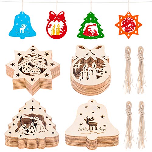MELLIEX 40pcs Weihnachten Holzanhänger, Holz Ornament Aushöhlen...