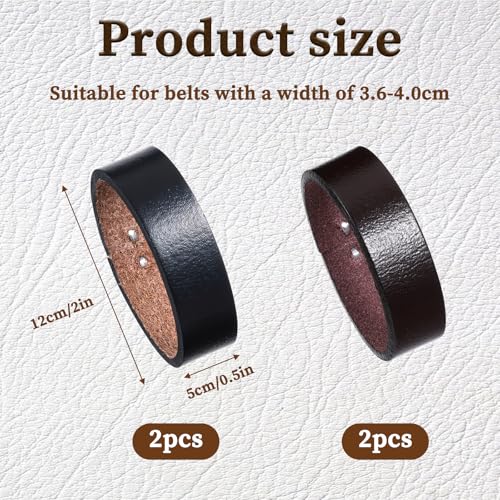 4 Pack Belt Loop Keepers, Leather Loop Keeper Accessories Belts Straps Holder Retainer Band Cowhide Leather Loop Keeper for 1.5'' Wide Belts Buckle to Hold Extra Length Straps in Place Pants Black Red3