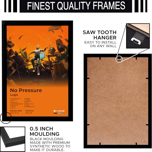 Image of BLINKART logic - No Pressure Wall Photo Frames | Wall Art for Bedroom, Living Room, Studio or Office | Album Cover Print with Spotify Song Link QR Code | Gift for Fans - 8x12 In