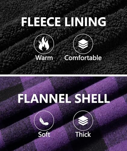 Men's Thick Fleece Plaid Jacket Flannel Shirts Sherpa Lined Full Zip Up Hoodie Winter Coat with Pockets4