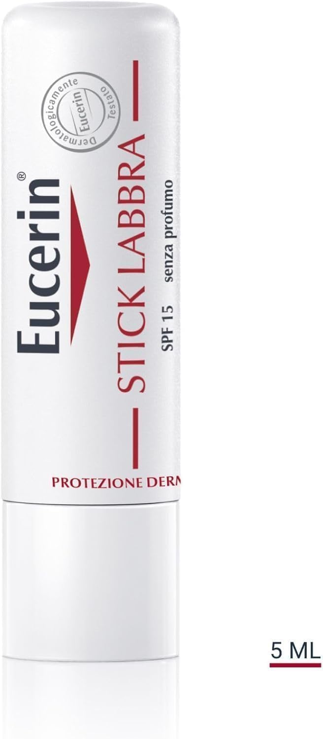 Eucerin pH5 Stick Labbra Protezione Attiva 4.8 g, Balsamo labbra riparatore SPF 20 con Burro di Karité, Olio di Jojoba, Dexpantenolo e Vitamina E, Burrocacao per pelle secca, ruvida e screpolata