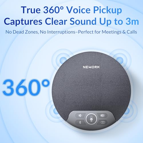Image of Bluetooth Conference Speakerphone with AI Noise Reduction, 4 Mics, 360 Voice Pickup, 2600mAh Battery, Bluetooth /USB-C /Dongle, Daisy Chain for Large Rooms, Compatible with Zoom /Teams /Skype