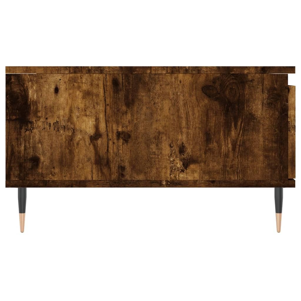 Couchtisch mit Ablagefächern 90x60 cm, Sofatisch Räuchereiche Eisen Gestell, Holzwerkstoff Couchtisch 90x60x35 cm