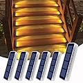 DetarZinLED Solar Outdoor Step Lights 6 Packs, IP68 Waterproof Solar Lights for Outside Stair, Stick on Solar Decoration Lights for Front Porch Step, Stair, Dock Deck, Pathway, Driveway