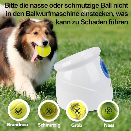Pet Prime Groß Ballwurfmaschine Hund, Automatischer Ballwerfer für Große Hunde, Wiederaufladbar Ballschleuder 3 Wurfweite zwischen 3-12m, mit Pfeife & 6 Bälle Wurfspiel im Garten und Park (Max)