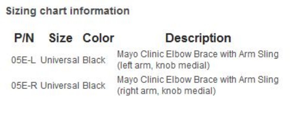 Mayo Clinic Elbow Brace, Left