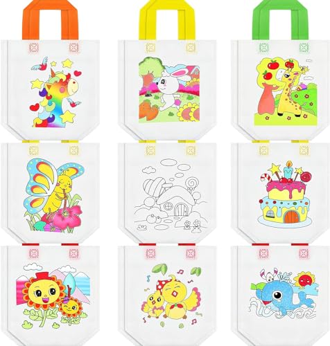 Image of Crackles DIY Coloring Bags | Kids Party Bags, Gift Bag, Kids Party Favour Bags, Candy Treat Goody Bag, Kids Party Favours for All Events - Pack of 24 Random Prints