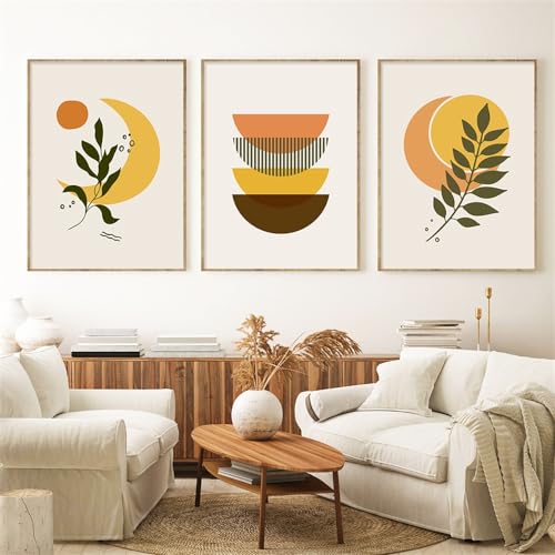 Pintura geométrica sobre lienzo de alta calidad, tres carteles artísticos de 50x75cm