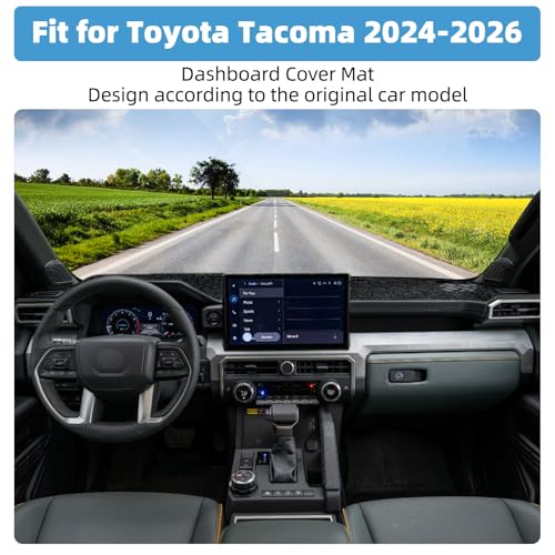 Image of Dash Cover Mat for Toyota Tacoma 2024 2025 2026 Accessories Non-Slip Dashboard Cover Mat Sunshade UV Rays Protector Interior Accessories(Not fit HUD)