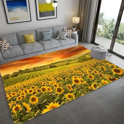 Alfombras Grandes Decoración del Hogar Alfombra de Girasol Elegante y Suave 90x150cm 2