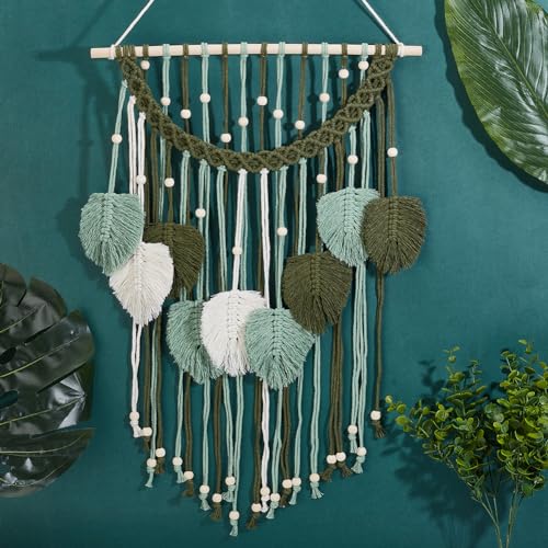 BEUNITONE DIY Kit de macramê para iniciantes com folhas de macramê para adultos, macramê verde sálvi