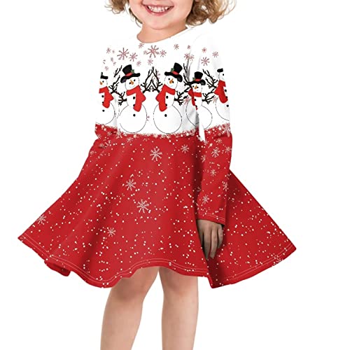 Showudesigns Girls Dresses 3-16 Years Long Sleeve Dress Twirly Stretch A-Line Dress3
