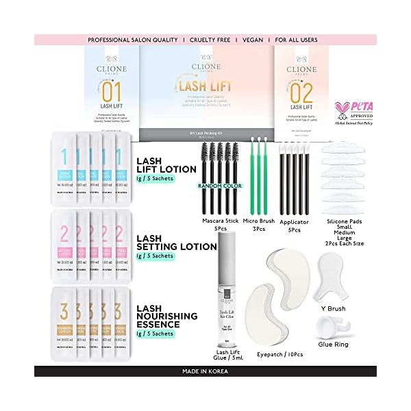 Clione-Prime-Lash-Lift-Kit-42-Pcs-Eyelash-Lift-Kit-5-Times-Use-Eyelash-Perm-Kit-Suitable-for-Salon-Home-Use-Professional-Korean-Semi-Permanent-Curling-Perming-Wave-Kit CLIONE PRIME Korean Lash Lift Kit - Brow Lamination Kit Lifting De Pestañas Kit Professional Eyelash Perm Kit Eyelash Lift Kit Lash Perm Eyebrow Lamination Laminado De Cejas Kit Profesional