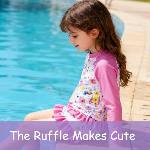 Image of BFUSTYLE Girls Swimsuit 3 Pieces Rash Guard Kids Long Sleeves Bathing Suit 3-8 Years Sun Proction Swimwear Tankini