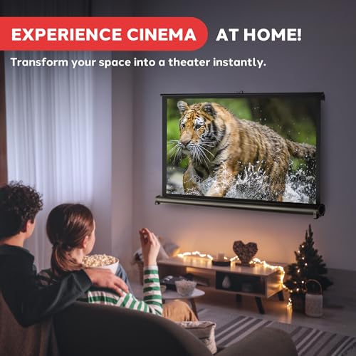 Image of Pyle Portable Projector Screen 40 Inch - Versatile Mobile Stand, Easy Pull-Out, Lightweight & Durable for Indoor and Outdoor Presentations, Schools, Meetings, and Conferences, PRJTP46, White