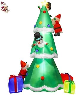 9FT Christmas Inflatables Outdoor Inflatable Christmas Tree Lighted with Gift Boxes Santa Claus Snowman Indoor Outdoor Inflatable Christmas Decorations for Outside Garden Yard Party Decoration