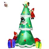 🎄Adornos inflables de Navidad Árbol de Navidad inflable de 9 pies con luz LED para Navidad, Navidad, decoración de patio, jardín interior al aire libre, decoraciones de Navidad, hogar, jardín, familia, patio de apoyo.