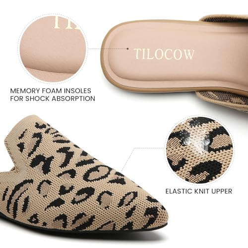 Image of Tilocow Knit Mules Office Slip on Loafers Business Casual Flats for Women