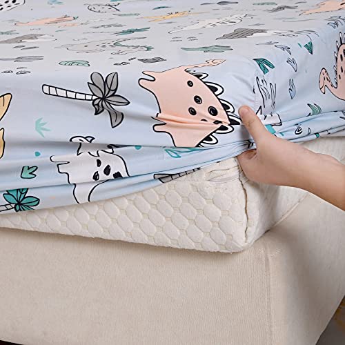 Kwlover Soft Dnio Bed Fitted Sheet And Pillowcases Set,2Pcs Dinosaur Printed Bed Sheets For Kids Boys Twin Size #TOP4