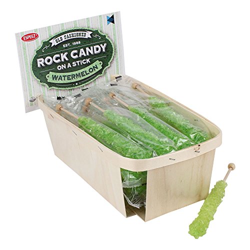 Extra Large Rock Candy Sticks: 24 Watermelon Lollipop - Light Green on Sticks - Individually Wrapped - Ideal for Buffet, Birthdays, Weddings, Receptions and Baby Shower - Old Fashioned Espeez
