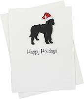 Vista 1 de Black Doodle Bernedoodle - Tarjetas de Navidad (10 unidades), hechas a mano, base blanca, perro con sombrero de Papá Noel