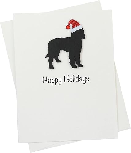 Miniatura 30 de Black Australian Shepherd Christmas Cards Pack of 10 Handmade Aussie Holiday Notecards White Base Dog with Santa Hat Black,Chocolate