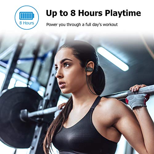 Bluetooth Headphones, LETSCOM Wireless Earbuds V5.0 IPX7 Waterproof Noise Cancelling Headsets, Richer Bass & HiFi Stereo Sports Earphones 8 Hours Playtime Running Headphones - Thumbnail 4