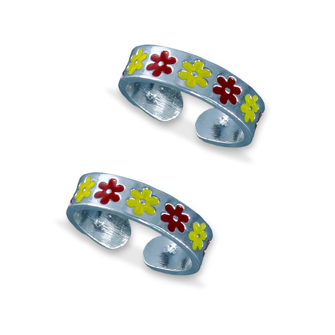 925 Sterling Silver Floral Enamel Toe Ring For Women-image-7