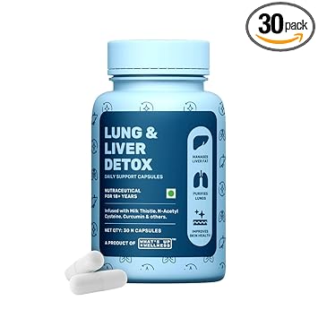 What's Up Wellness Lung & Liver Detox Supplement Capsules with Milk Thistle and N-Acetyl Cysteine, For Fatty Liver, 30 Capsules - image, photos