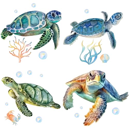 GORGECRAFT Sea Turtle Window Stickers Waterproof Ocean Animal Window Decals PVC Alert Film Bathroom Kitchen Sliding Door Glass Anti-Collision Clings for Prevent Stop Birds Dogs Pets Strikes Home Decor
