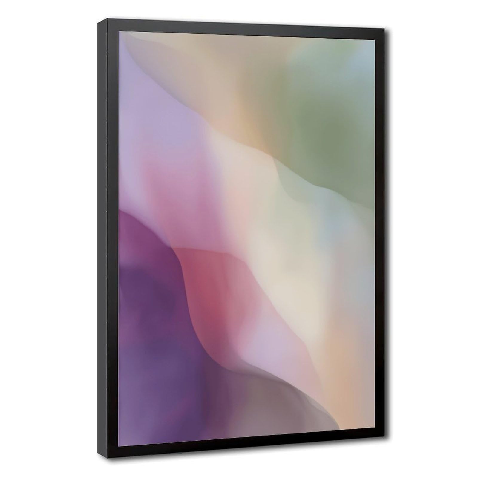 ELKPDOE Weiches neutrales Farbfeld, abstraktes und minimalistisches Poster, Leinwandposter, Schlafzimmer-Dekor, Sportlandschaft, Büro, Raumdekoration, Geschenk, schwarzer Rahmen, 40,6 x 61 cm (L x B)