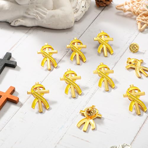 Image of Misdary Funeral Favors for Guests Funeral Memorial Pin Cross Ribbons Forever in Our Hearts Lapel Brooch Pin for Religious Christian Celebration of Life Mourning Remembrance Day