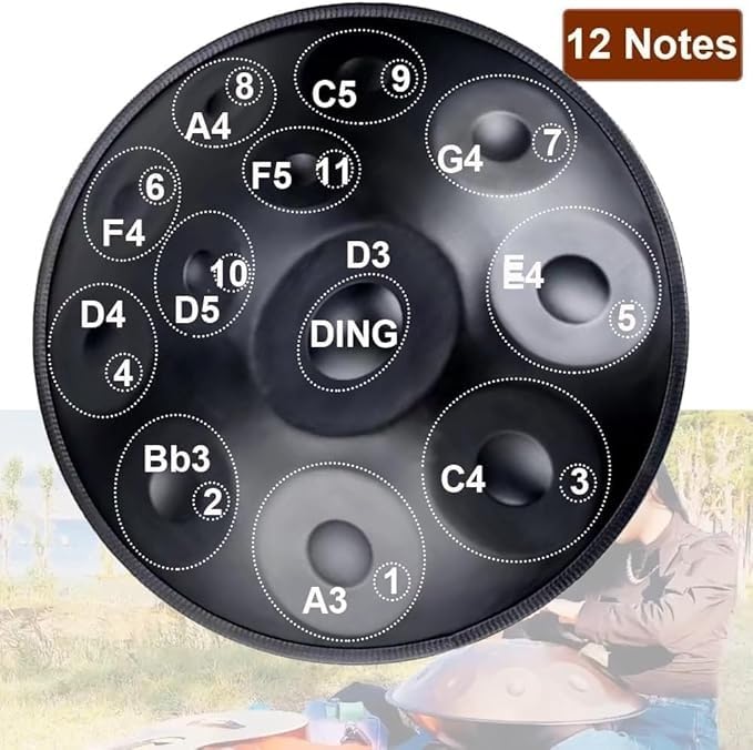 Handpan - Tamburo D Minor Kurd 9/10/12 Note in acciaio per prestazioni professionali, 432 Hz/440 Hz, adatto per musicisti e principianti