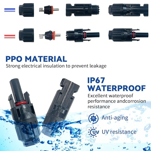 SUGOOE 13 PCS Solar Crimper Tool Kit - 10 Pairs Solar Connectors, 1PC Solar Crimper, 2 PCS Spanner Wrench for 2.5/4/6mm²/10-13AWG Solar Connectors