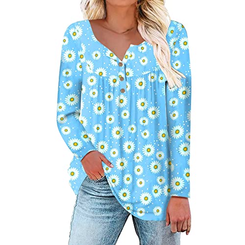 PTLLEND Plissee Bluse Big Shirt Damen Langarm Damen Blusen Tunika Baumwolle...