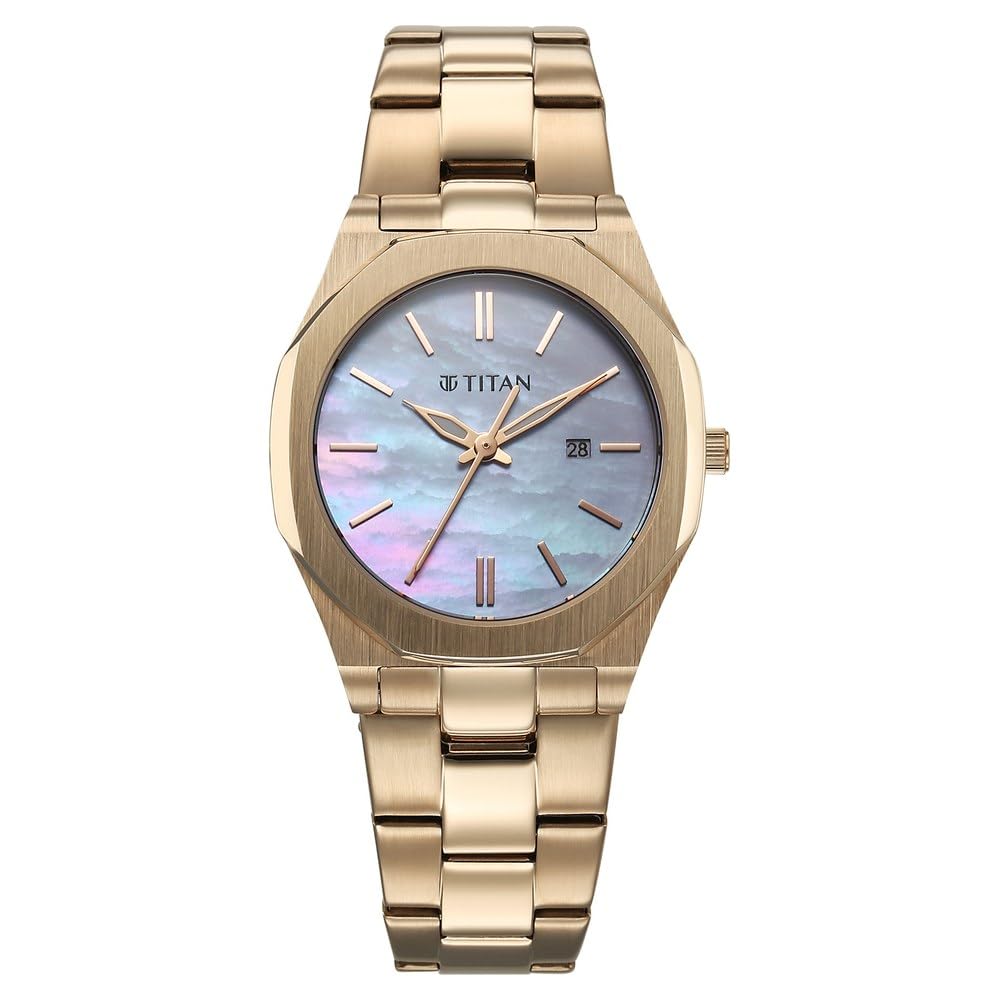Titan Workday Wonders Quartz Analog with Date Mother of Pearl Dial Stainless Steel Strap Watch for Women-image-39