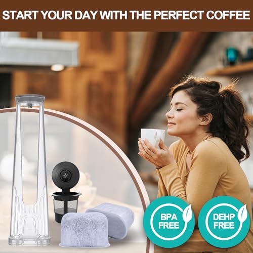 Water Filter Holder and 12 Water Filters Replacement for Keurig 2.0 tall handle cartridges Starter Kit, K-Supreme, K-Slim, K-Express, K-Classic, K-Elite, K-Cafe, K-Duo PLUS with 3 Reusable K Cups