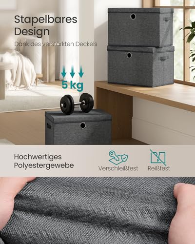 SONGMICS Aufbewahrungsboxen, 3er Set, mit Deckel, Stoffboxen mit Griffen – Ansicht 3