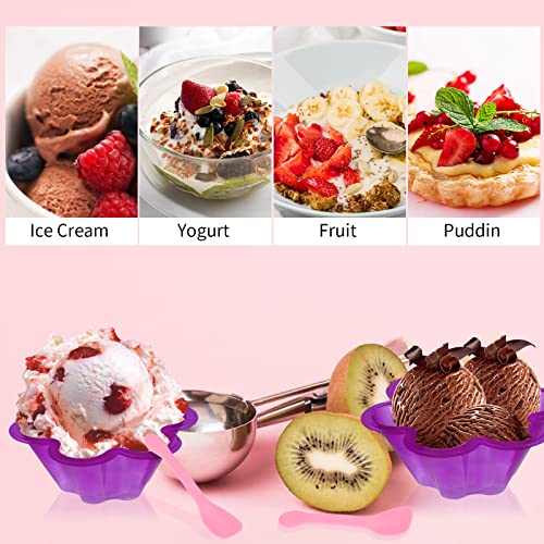 Xuwaidsgn 100 Pack Plastic Ice Cream Bowls Set 100 Pack Rose Red Flower Appetizer Cup Set With Pink Spoons Disposable Plastic Dessert Bowls For Yogurt Cake Fruits Containers #TOP3