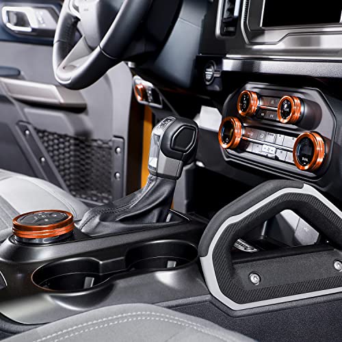 Jeliker Air Conditioner Headlight Switch Knob 4Wd Wheel Drive Trailer Gear Switch Knob Cover Aluminum Alloy Interior Accessories For Ford Bronco 2021 2022 6 Pcs Orange (Not For Ford Bronco Sport) #TOP2