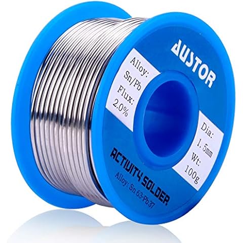 AUSTOR 63-37 Tin Lead Rosin Core Solder Wire for Electrical Soldering (1.5mm, 100g) Cover