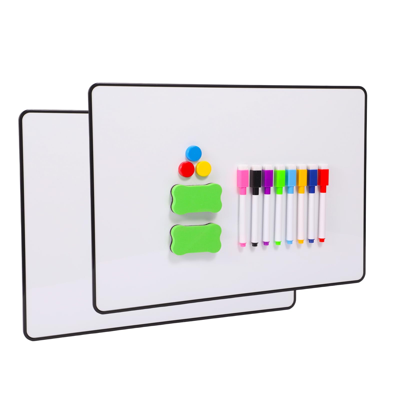 Lot de 2 Tableau Blanc Effaçable à Sec A3, Double Face, Effaçable à Sec, avec Stylos, Gomme et Aimants, Idéal pour Bureau, École, Maison, Dessin et Écriture