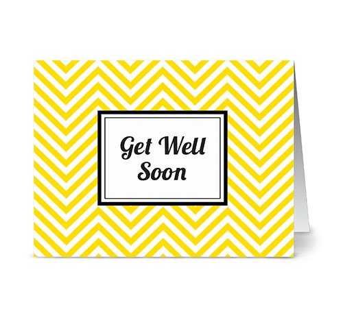 Note Card Cafe Fall Cards with Kraft Envelopes | 24 Pack | Blank Inside, Glossy Cover | Modern Chevron 'Get Well Soon' Sunshine Design | Set for Holidays, Fall, Autumn, Thank You Notes, Thanksgiving