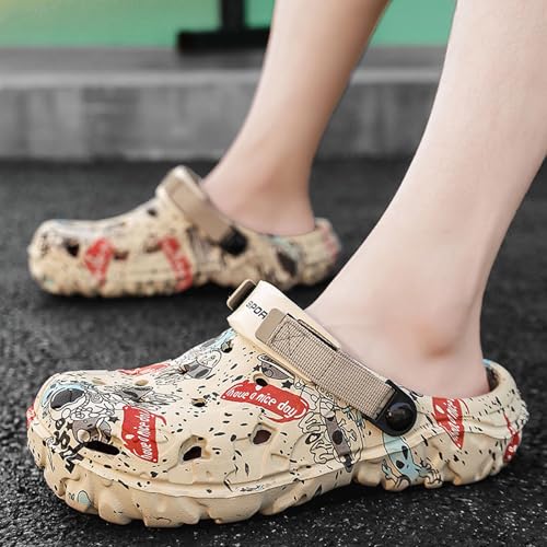 Image of SECHRITE Men's Clogs Athletic Sports Outdoor Slip-on Mules with Cushion Beach Non Slip Home Sandals with Adjustable Back Strap - River Edge