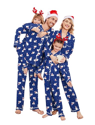 Ekouaer Christmas Family Matching Pajamas Long Sleeve Button Down Pj Set Festival Party...