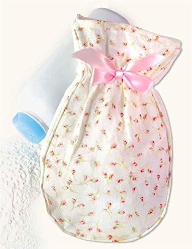Rosebud Floral Body Powder Mitt with Pink Bow
