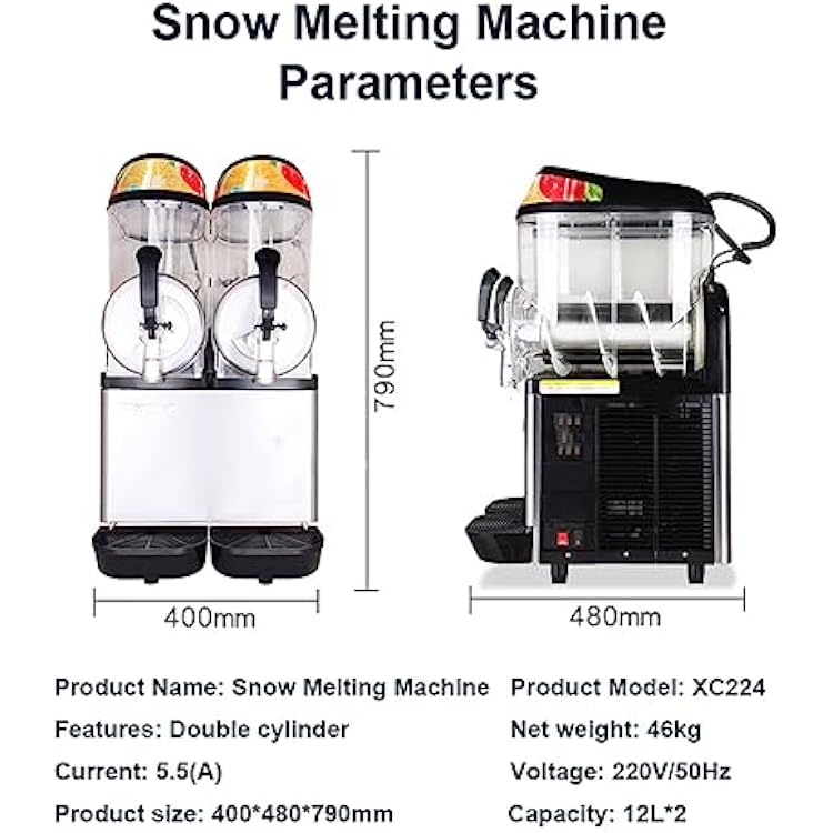 Commercial Smoothie Drink Machine, 24L Double Cylinder Snow Melting Machine, Smoothie Ice Machine, Ice Smoothie Machine, Cold Drink Machine